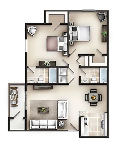 Floor plan 2 X 2 A