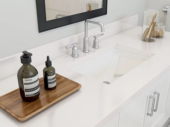 Primary bath with chrome fixtures