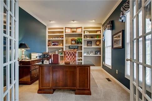 Large den, office or family room with French Glass Doors