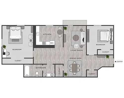 Floor plan A8-1x1 (LS)