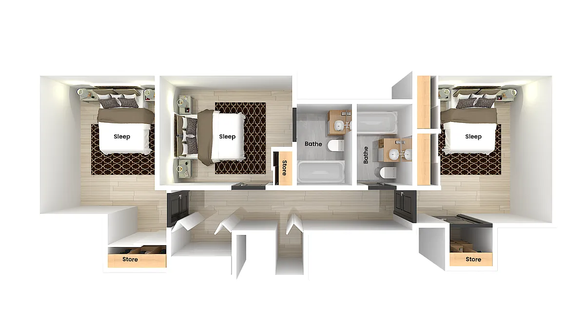Floor plan 3 Bed Townhome
