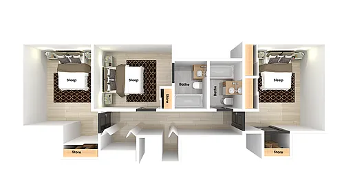 Floor plan 3 Bed Townhome