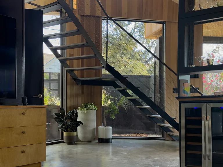 Custom floating steel staircase