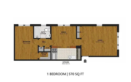 Floor plan Linden Hills 2716 - One Bedroom (D)