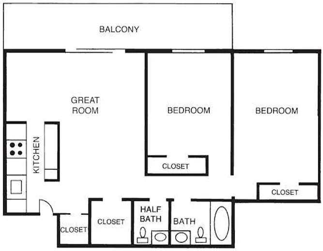 Floor plan 2C - 2 Bedroom