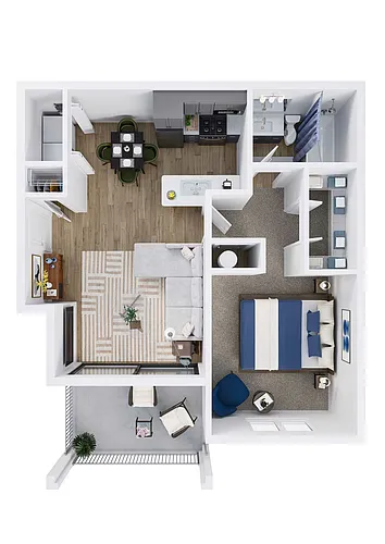Floor plan 1X1AUP - Pine Renovated