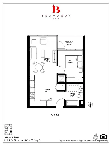 Floor plan Broadway F2 1x1