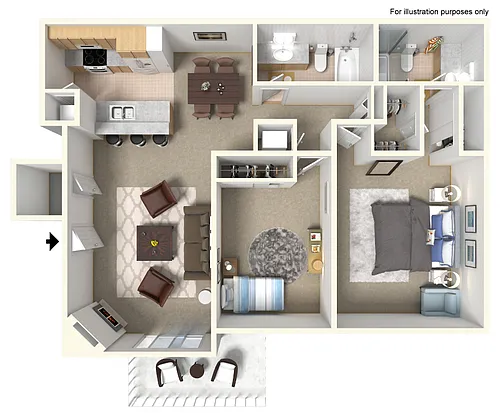 Floor plan Two Bedroom Two Bath