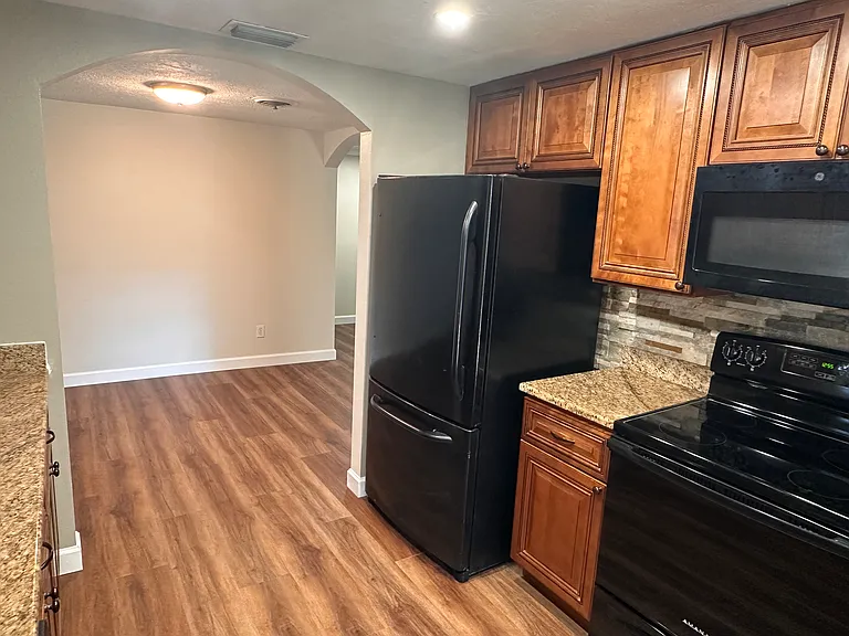 Refrigerator, stove, microwave, dishwasher