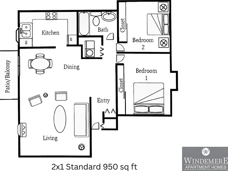 2x1 Standard l 950 sq ft l Windemere 2x1 Standard l 950 sq ft l Windemere