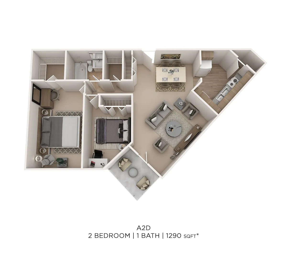 Floor plan Two Bedroom - 1,290 sqft