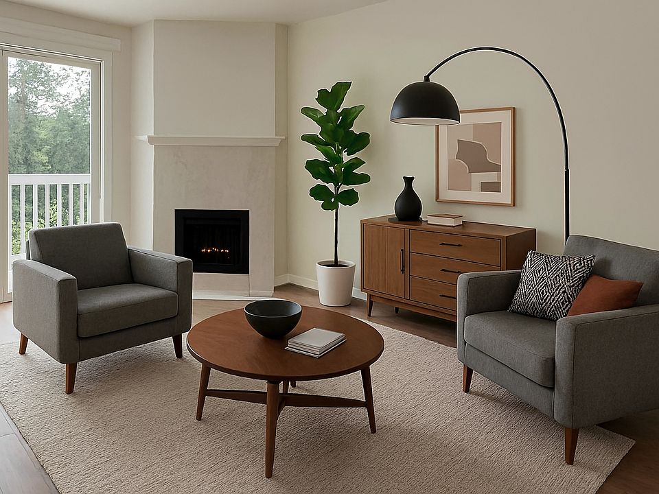 Living Room Rendering of Virtual Staging for scale.