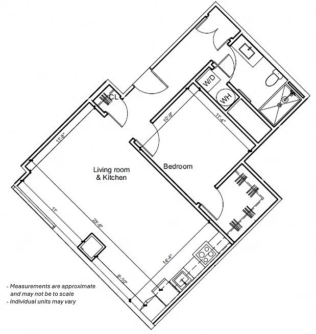 Floor plan 1BR 1I
