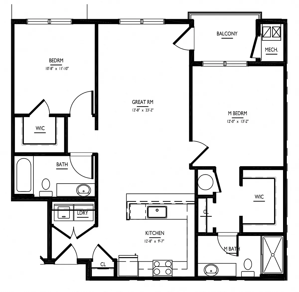 Floor plan 2 Bed/2 Bath-B2 Phase II