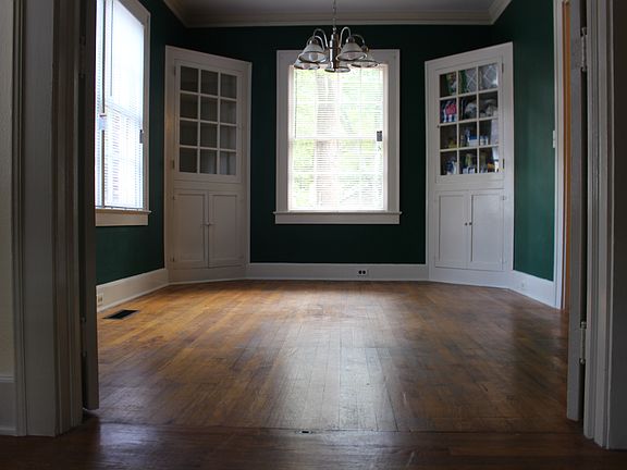 Dinning room view from French doors into den / living room