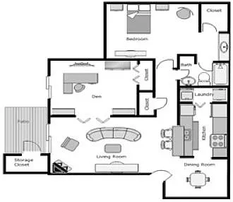 Floor plan 1 Bedroom Den
