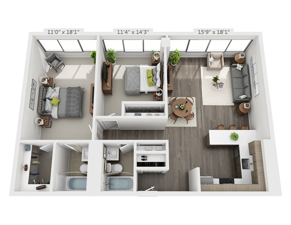 Floor plan Two Bedroom C1