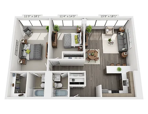 Floor plan Two Bedroom C1
