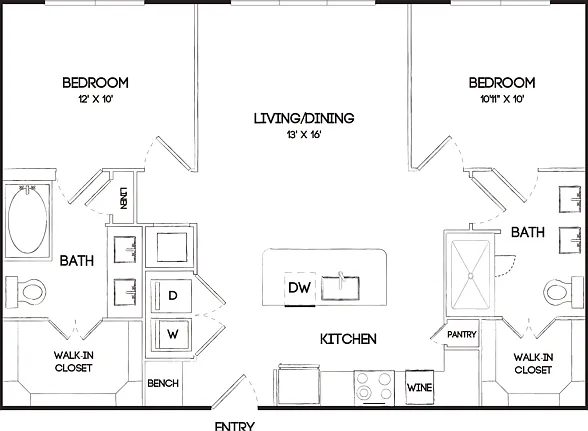 B1A 2 Bedroom Floor Plan B1A 2 Bedroom Floor Plan