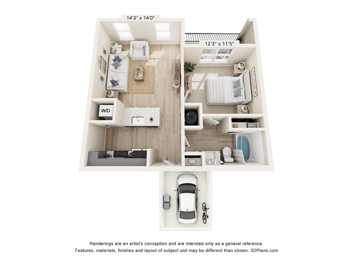 Floor plan BH-A1-A (L) w/ Garage (Income Restricted)
