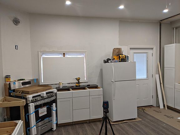 Stove and cooking area under construction.