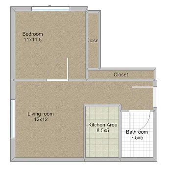 Floor plan Carriage Hills- one bedroom efficiency