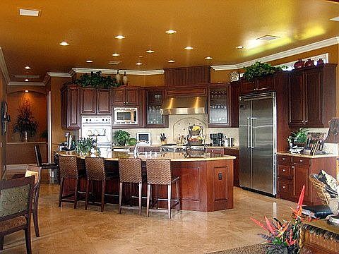 Kitchen opens to family room