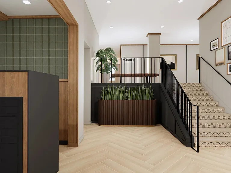 At Modera Bridle Trails, two floors of amenities create a welcoming clubroom setting designed for gathering, relaxing, and everyday connection.