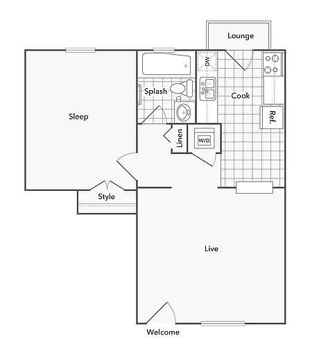 Floor plan 1 BR x 1 BA - A