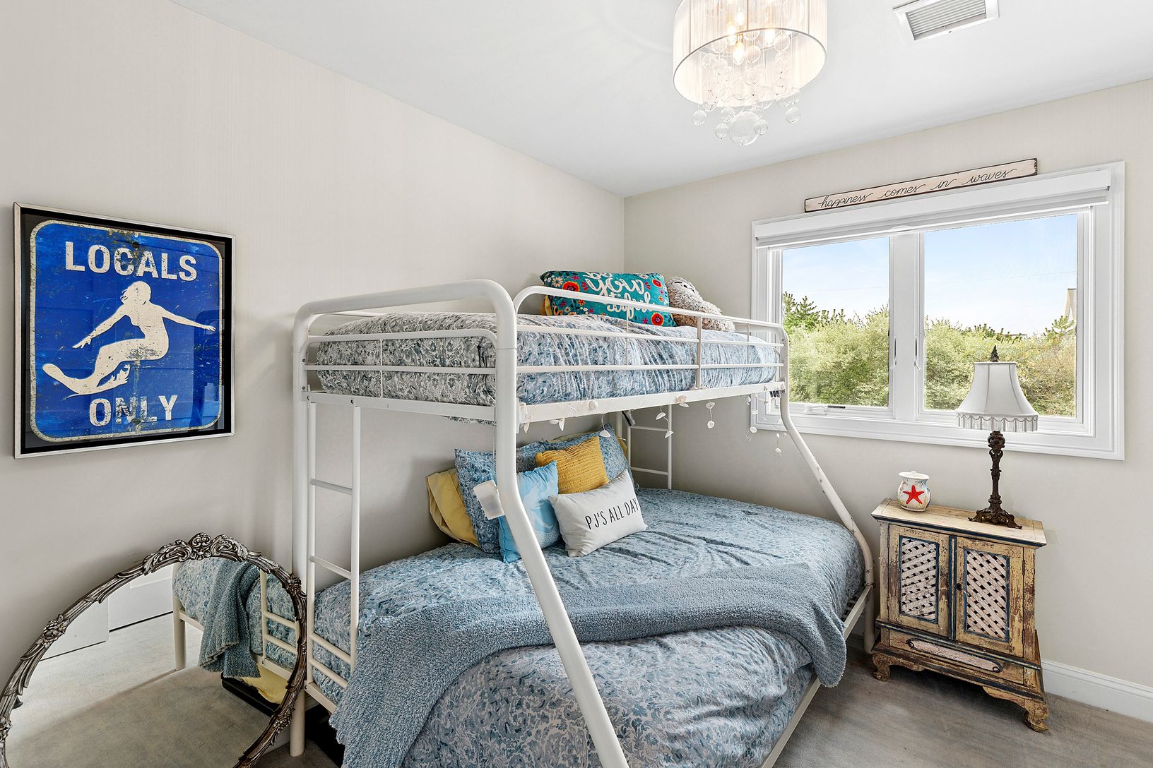 Bedroom fits Queen size bed.