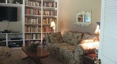 Living room with shelves