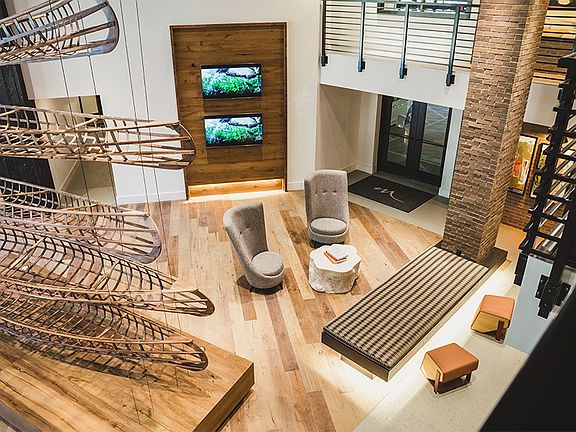 Lobby features modern artwork to create a contemporary atmosphere