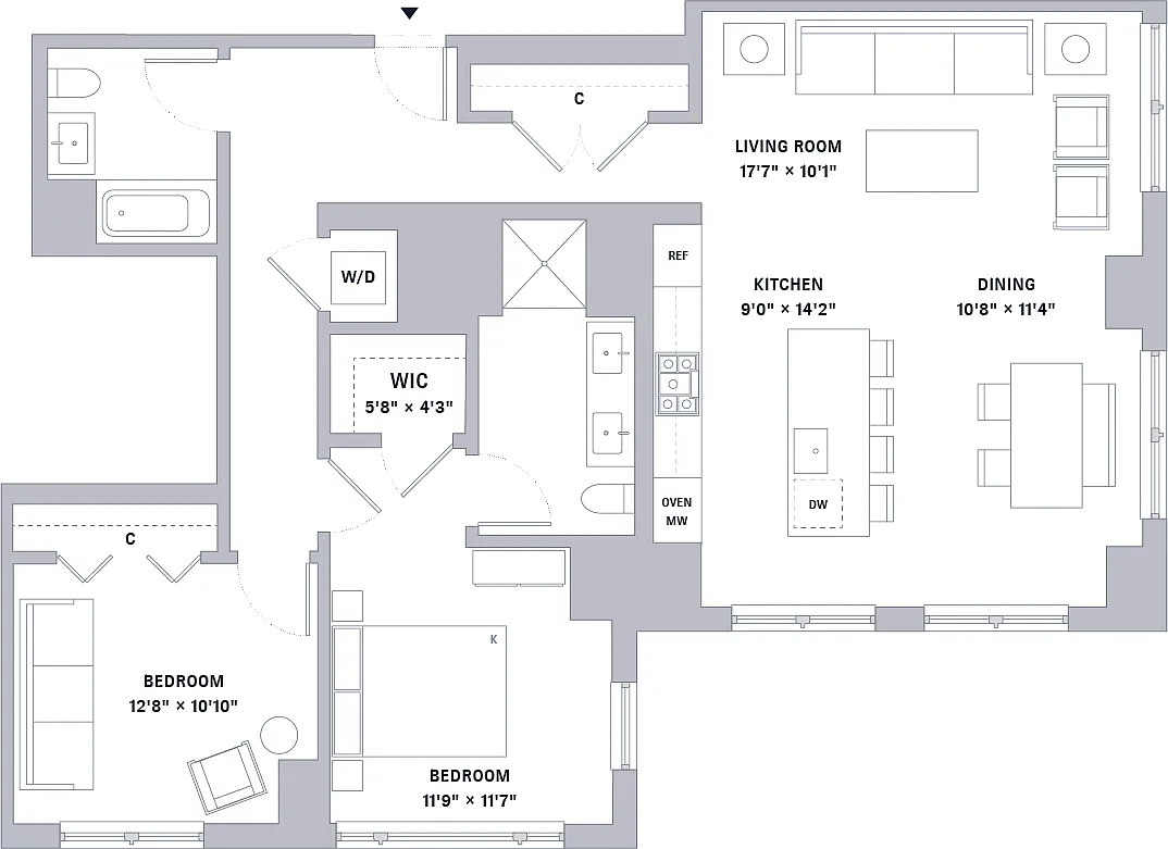 Floor plan 2 Bedroom / 2 Bathroom