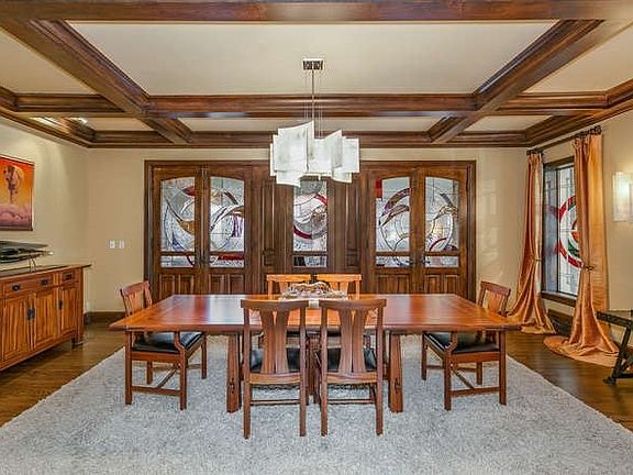 Dining Room, custom glass doors.