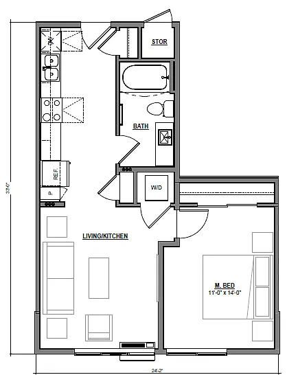 Floor plan 1 Bedroom A