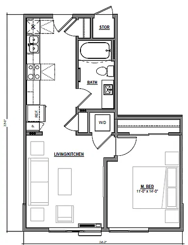 Floor plan 1 Bedroom A