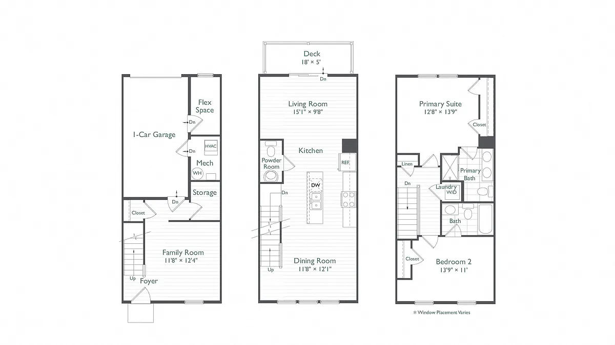 Floor plan 2 Bed/2.5 Bath-Addison 1