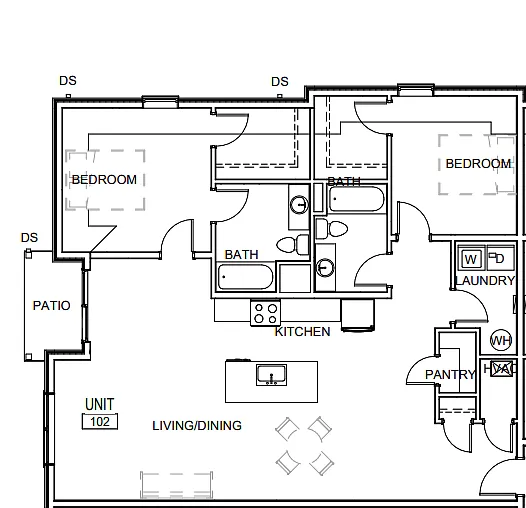 Floor plan 2 Bedroom Layout
