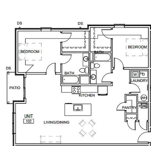 Floor plan 2 Bedroom Layout