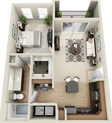 1A | 1 Bed, 1 Bath Floor Plan 1A | 1 Bed, 1 Bath Floor Plan