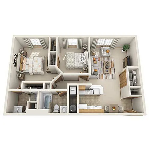 Floor plan 2 Bedroom Corner
