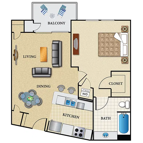 Floor plan Plan B 1 Bed 1 Bath