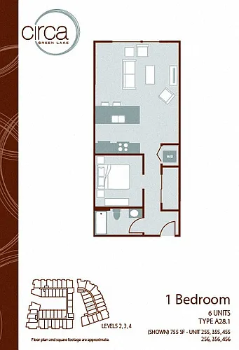 Floor plan 1 Bedroom 1 Bath - A28.1
