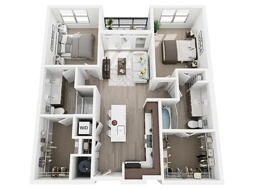 Floor plan Two Bedroom Two Bath B3A