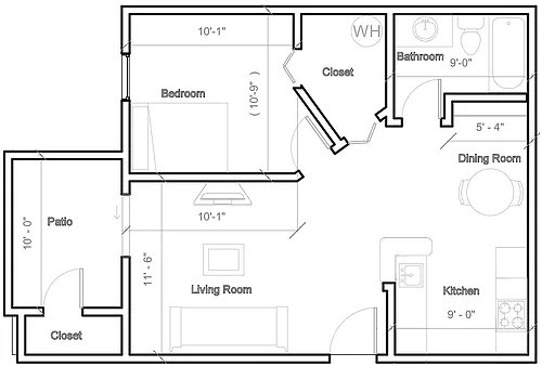 Floor plan 1 Bedroom 1 Bathroom