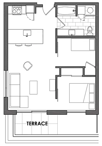Floor plan Urban 2 Bed 1 Bath
