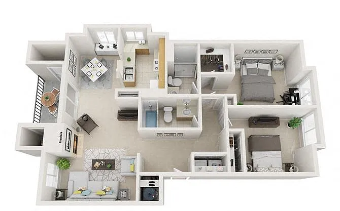 Floor plan 2 Bed 2 Bath Rainer