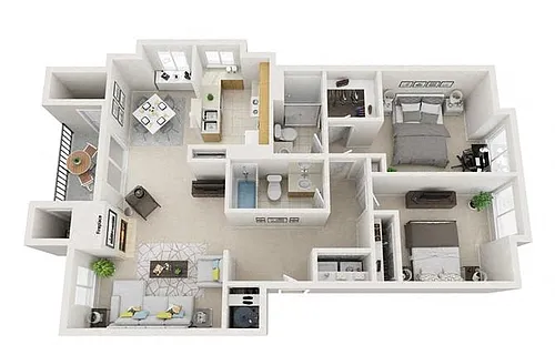 Floor plan 2 Bed 2 Bath Rainer