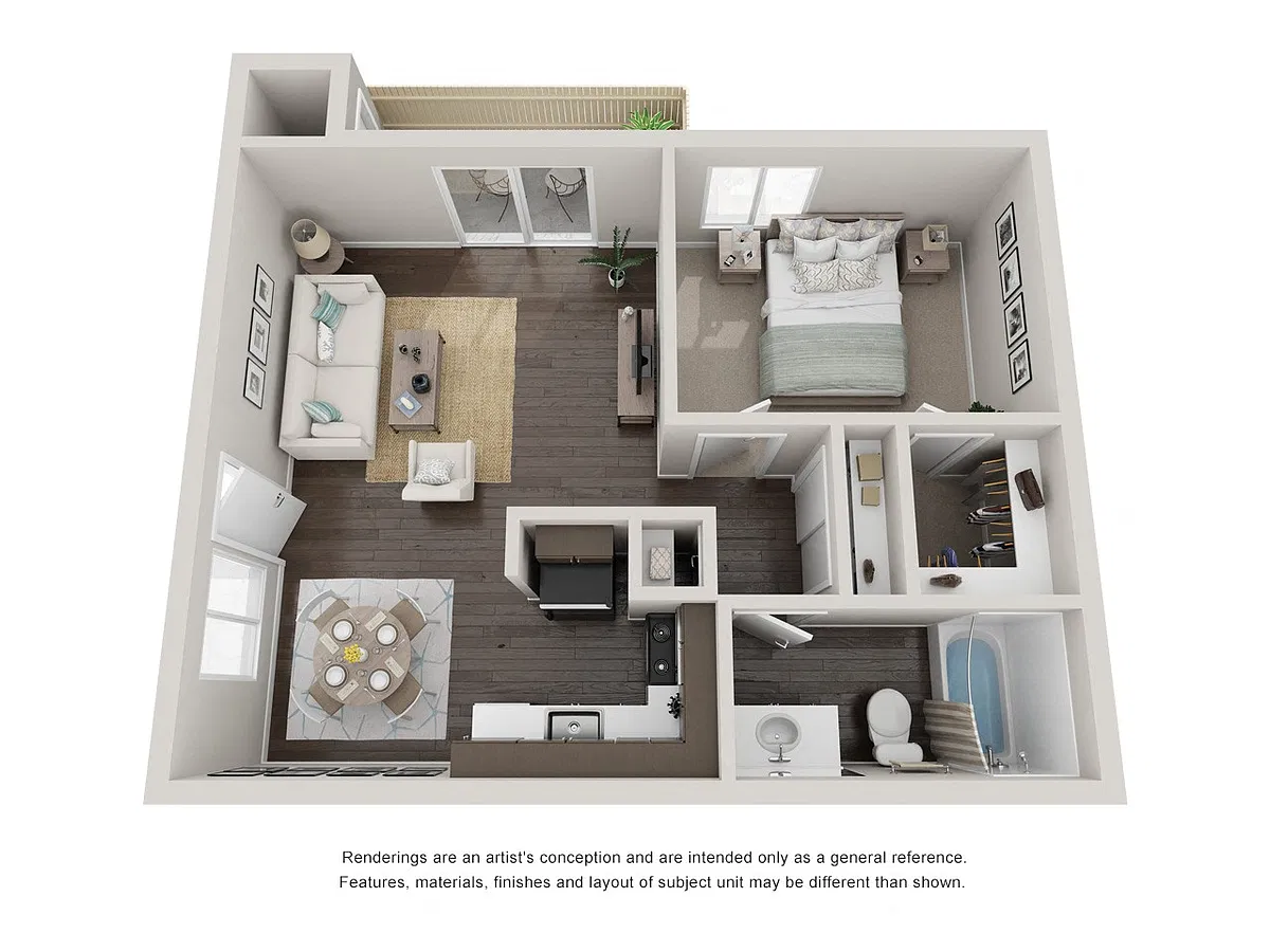 Floor plan 1 Bed 1 Bath Birch