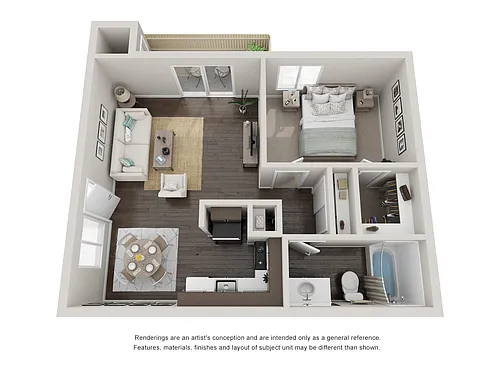 Floor plan 1 Bed 1 Bath Birch
